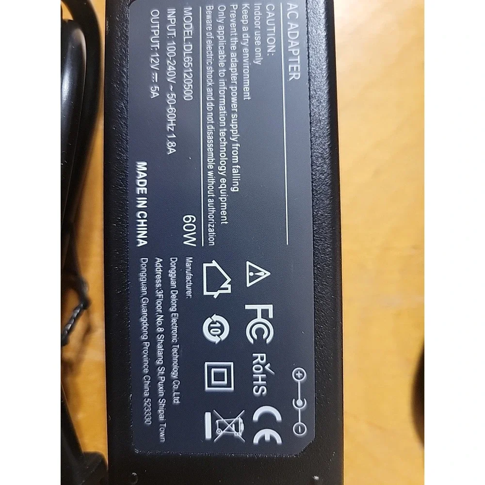 60w AC‎ Adapter DL65120500 12v DV @ 5A